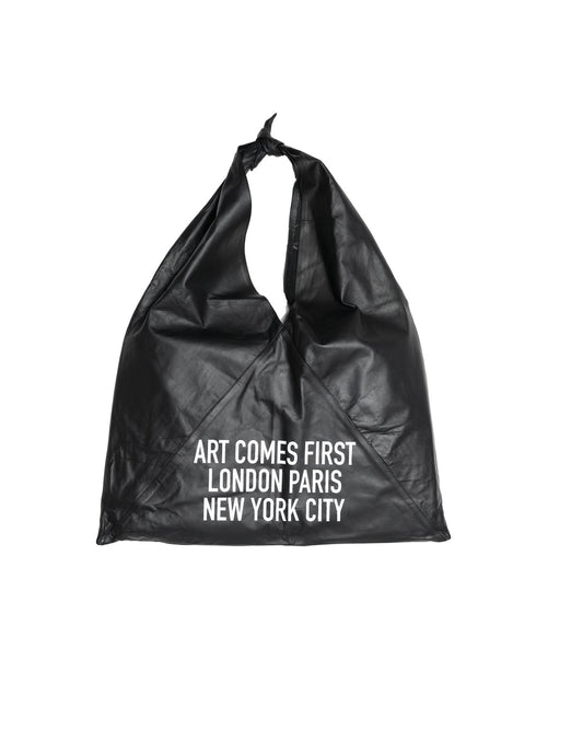 Leather Triangle Tote Bag (Black)
