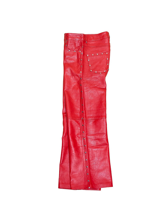 Leather Pants With Studs (RED)